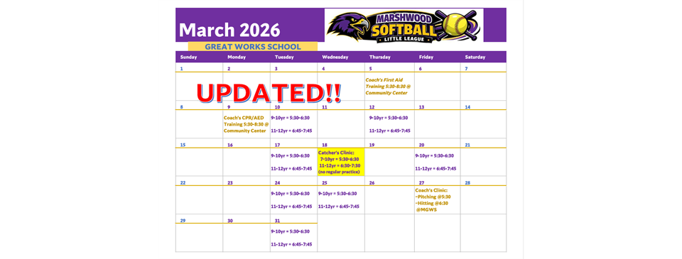 March Winter Clinics 9 - 12yos