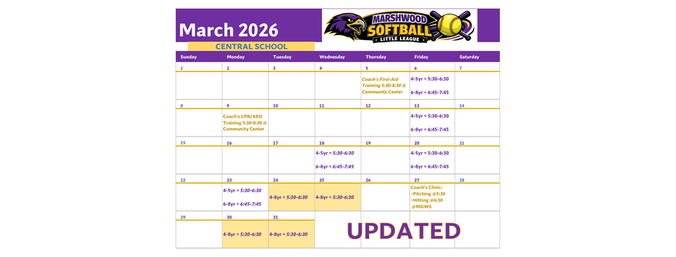 UPDATED March Winter Clinics 4 - 8yos