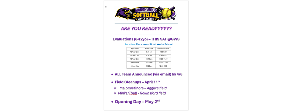 ARE YOU READY?!?  Important April Dates!